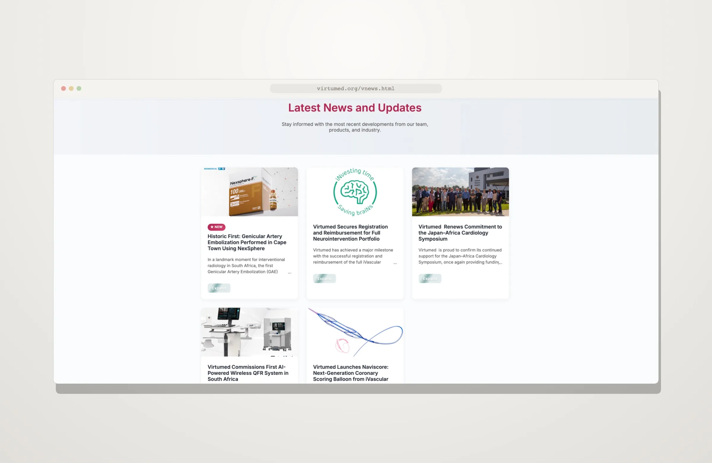 The news and updates page