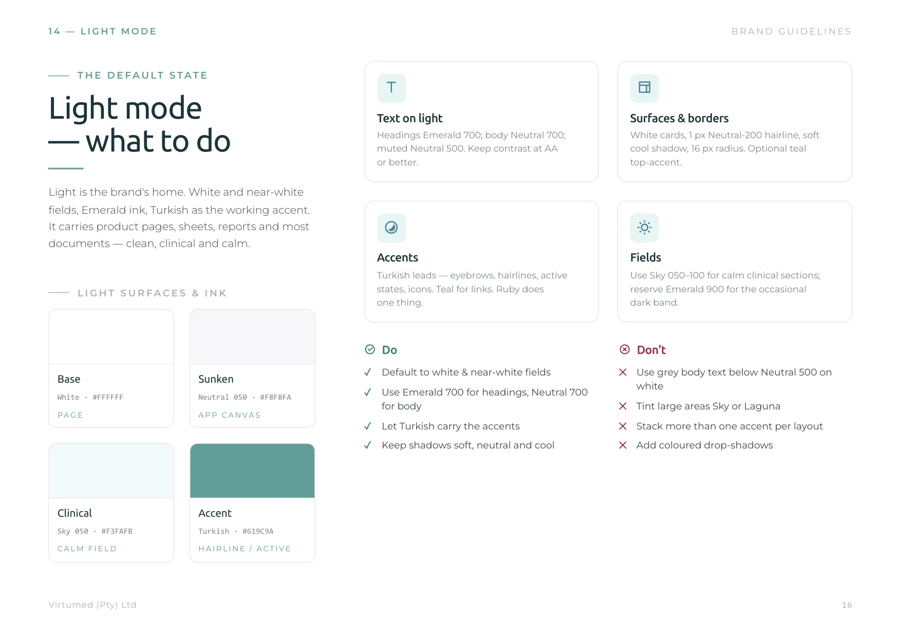 Light mode interface specification