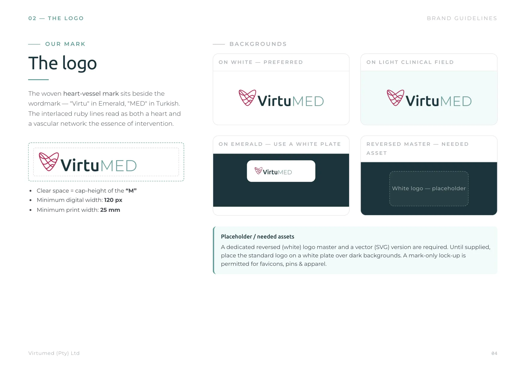 Logo construction, clear space and minimum sizes