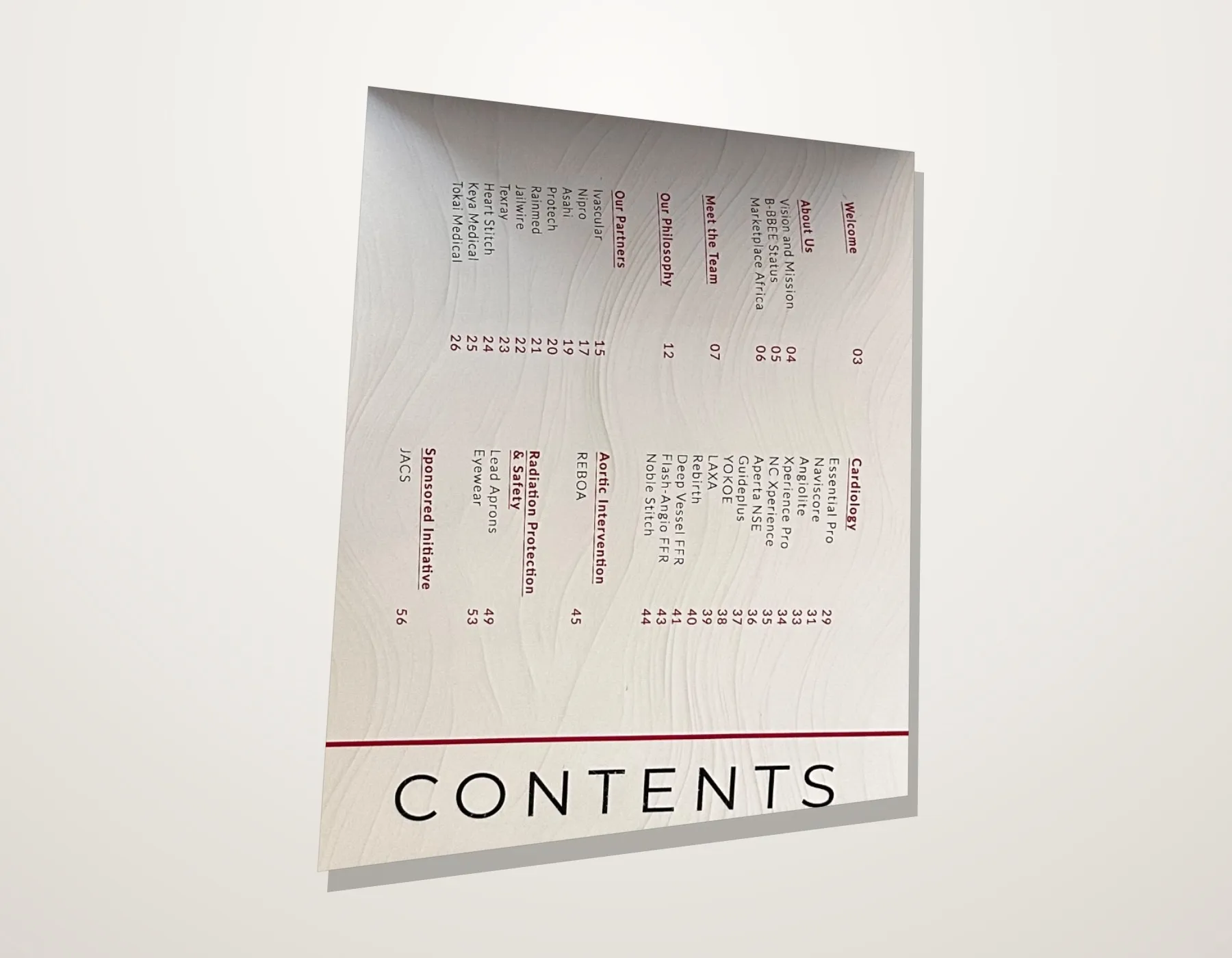 The contents page