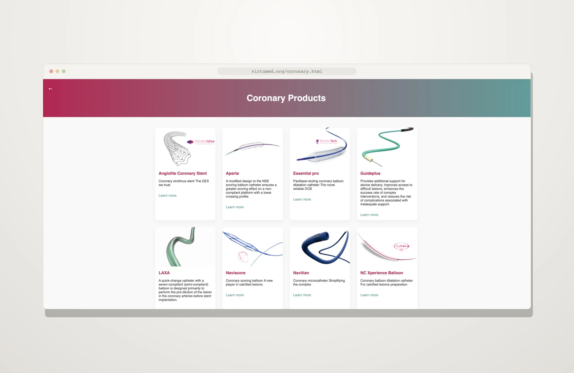 The coronary products page